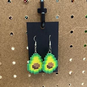 Avocado perler bead earrings